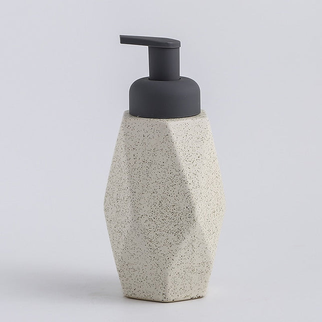 Moderne geometrisk sæbedispenser i keramik