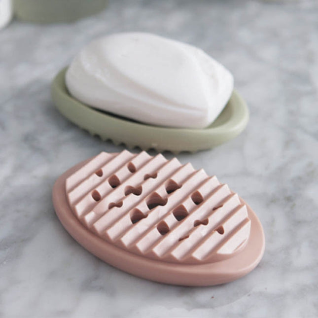 Oval sæbeholder i silikone til badeværelset