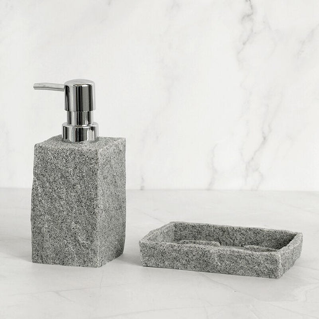Rektangulær sæbeskål i grå granit-look