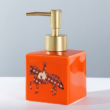Sæbedispenser med hestemotiv i keramik