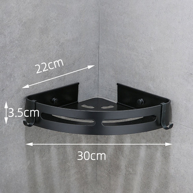 Sort hjørnehylde i metal til bruser