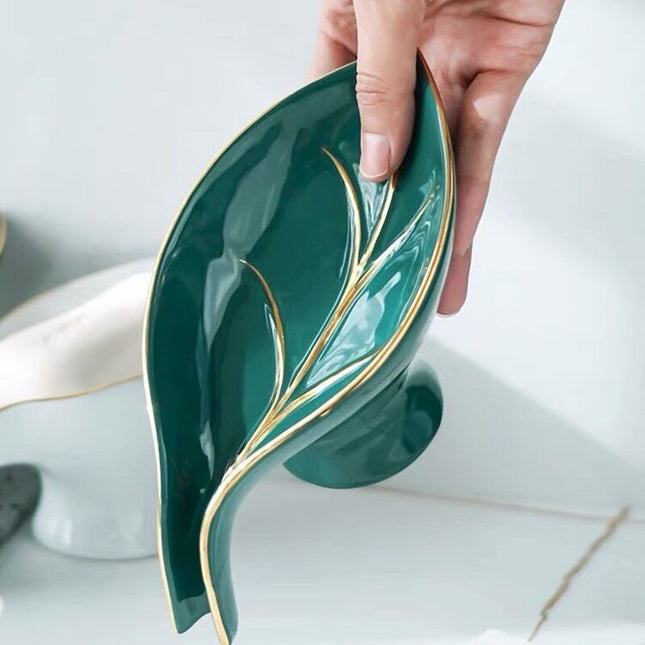 Elegant keramisk sæbeholder som blad