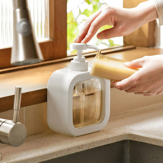 Firkantet hvid sæbedispenser 300ml