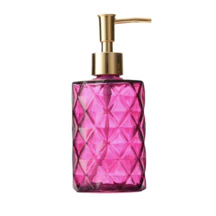 Sæbedispenser i røgfarvet glas med guldpumpe