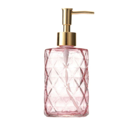 Sæbedispenser i røgfarvet glas med guldpumpe