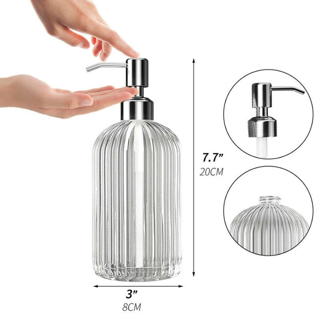 Hvid stribet glas sæbedispenser stål