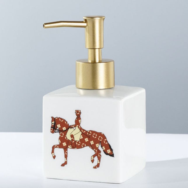 Sæbedispenser med hestemotiv i keramik