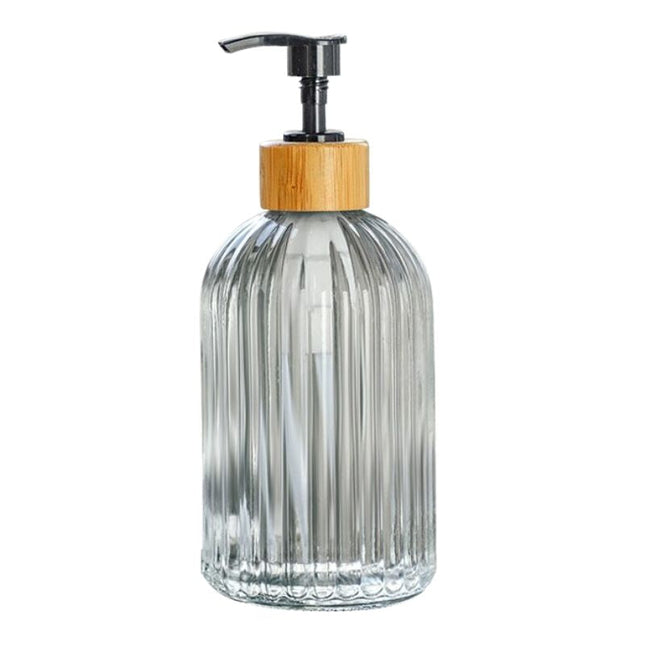 Stribet sæbedispenser med bambus pumpe