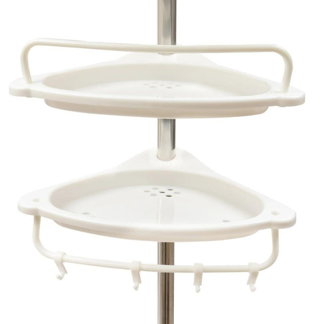 Justerbar teleskopisk hylde til brusehjørne