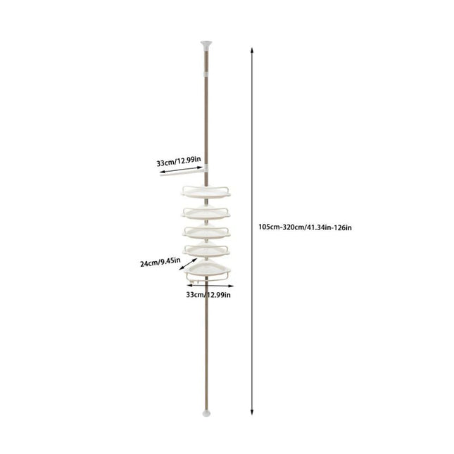 Justerbar teleskopisk hylde til brusehjørne