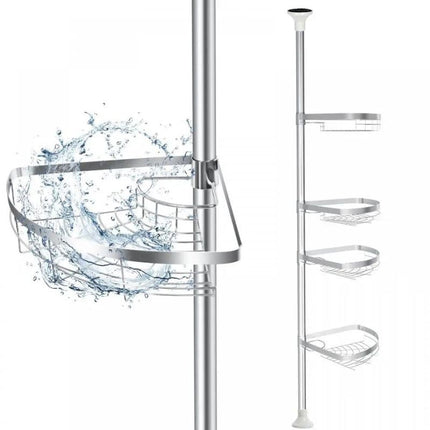 Teleskopisk brusehylde i rustfrit stål