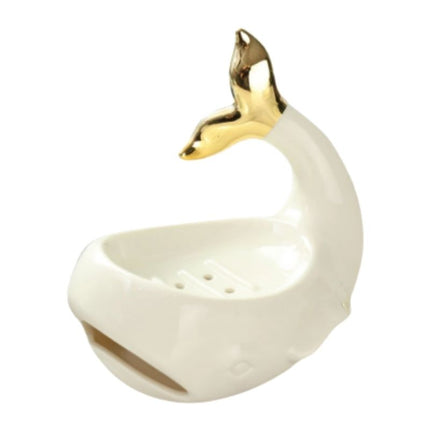 Keramisk sæbeholder formet som en hval