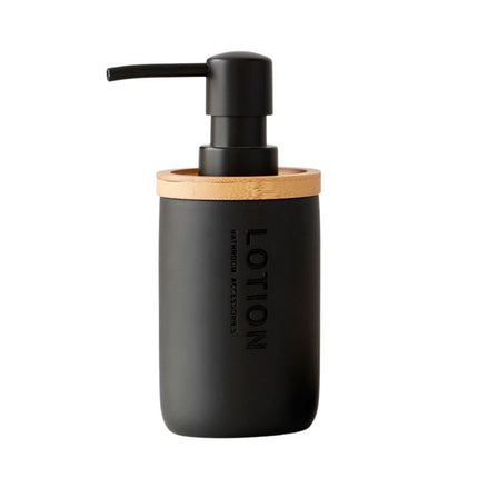 Rund sort sæbeskål med bambus