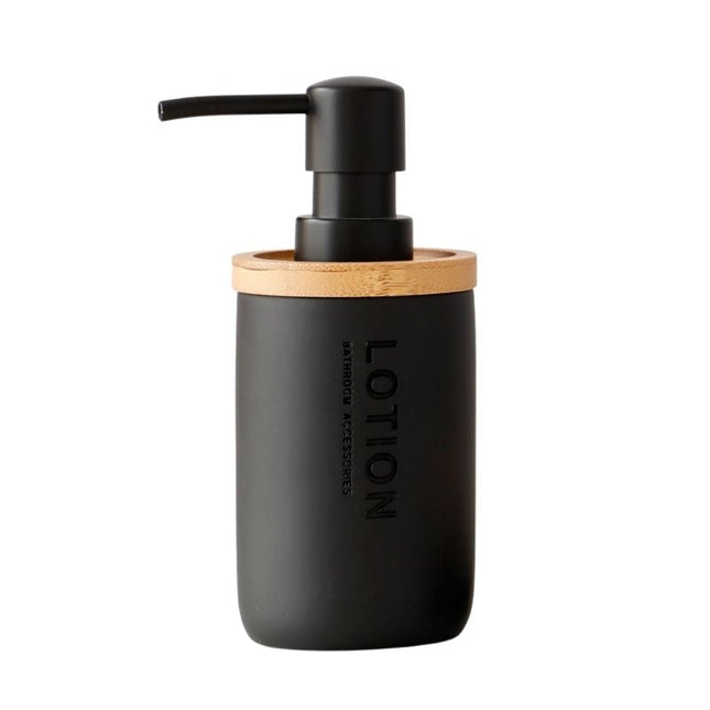 Rund sort sæbeskål med bambus