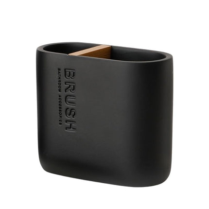 Rund sort sæbeskål med bambus