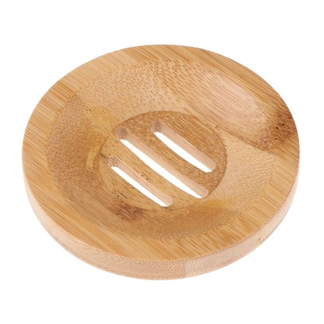 Rund sæbeholder i naturlig bambus