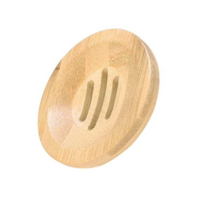 Rund sæbeholder i naturlig bambus