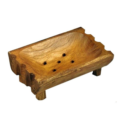 Rustik håndskåret sæbeholder i træ