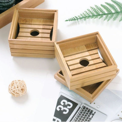 Bambus sæbeæske med låg til rejse