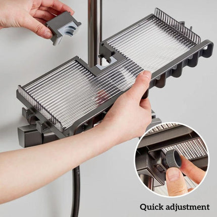 Justerbar sæbeholder til montering på bruserstang