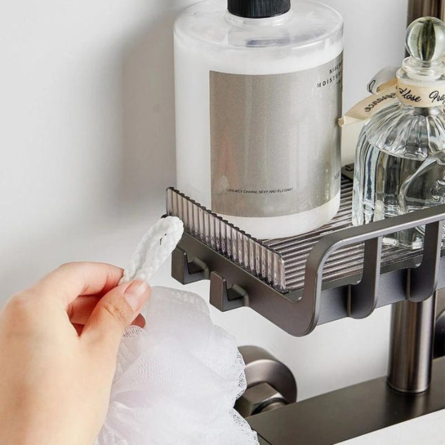 Justerbar sæbeholder til montering på bruserstang