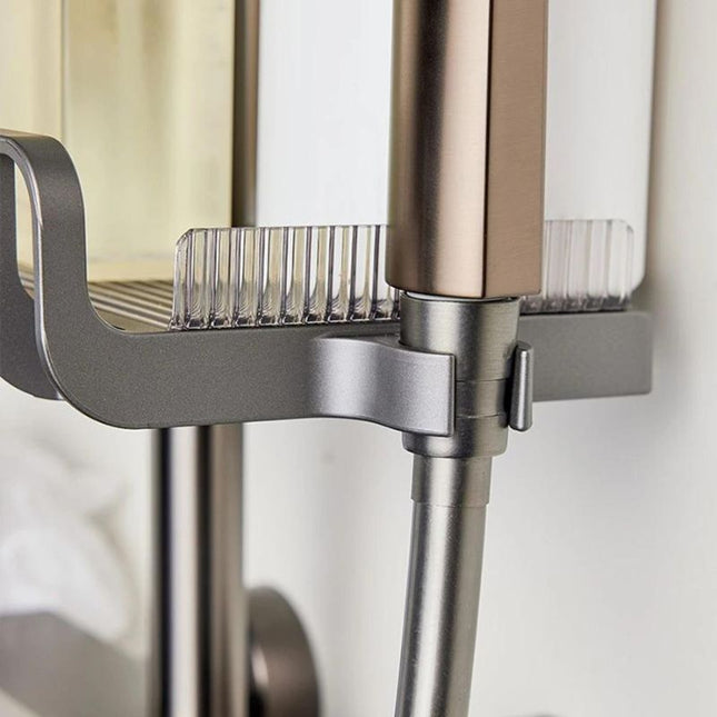 Justerbar sæbeholder til montering på bruserstang