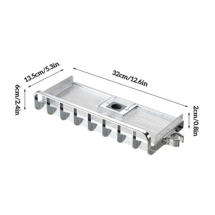 Justerbar sæbeholder til montering på bruserstang