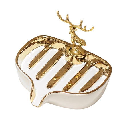 Dekorativ sæbeskål med guldfarvet hjort