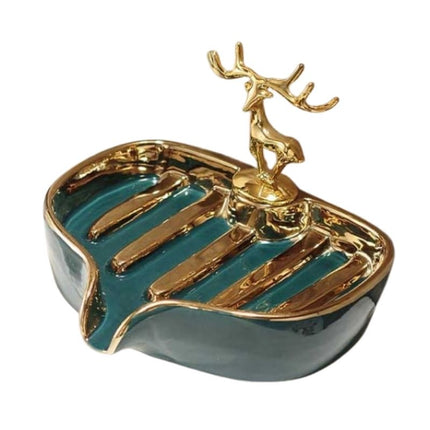 Dekorativ sæbeskål med guldfarvet hjort