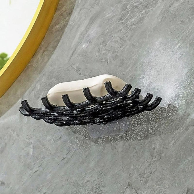 Selvdrænende vægmonteret sæbeholder til bad