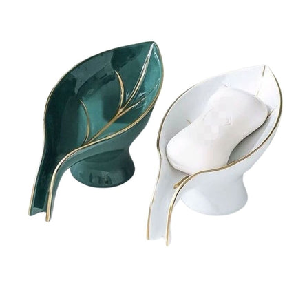 Elegant keramisk sæbeholder som blad