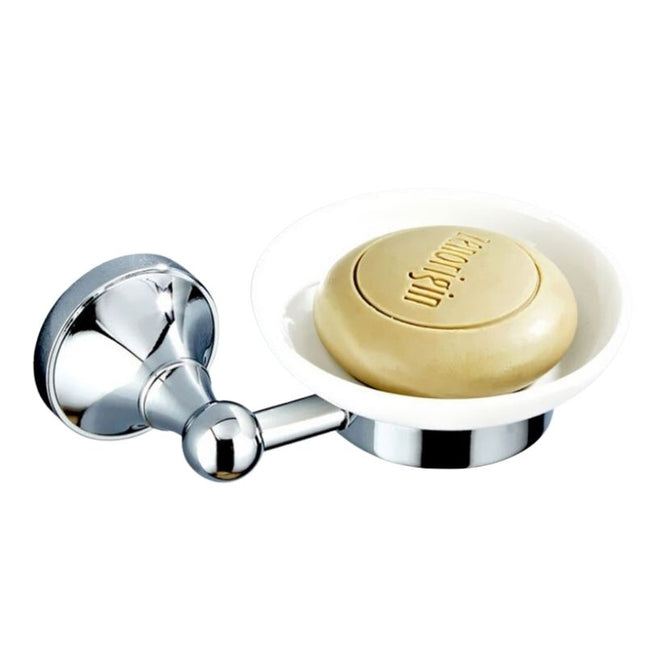 Sæbeholder i messing med keramikskål