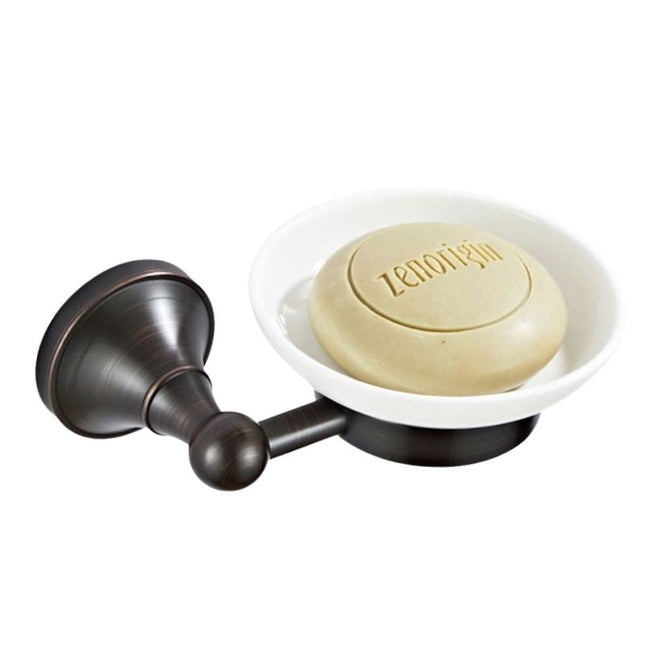 Sæbeholder i messing med keramikskål