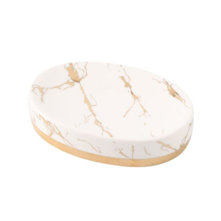 Oval sæbeholder i sort marmor-look