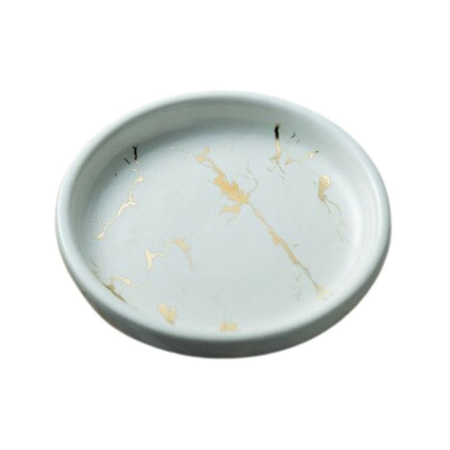 Rund sæbeskål med sort marmorlook