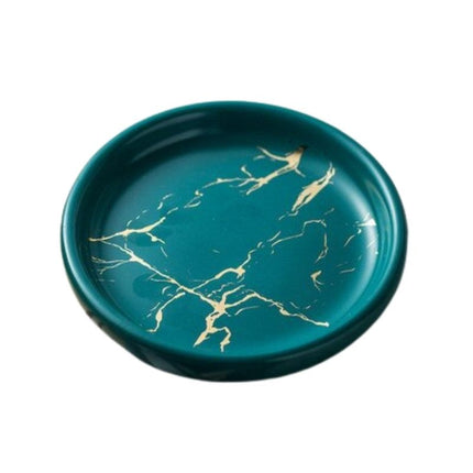 Rund sæbeskål med sort marmorlook