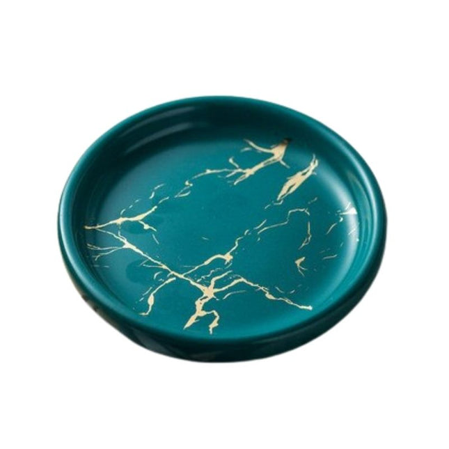 Rund sæbeskål med sort marmorlook