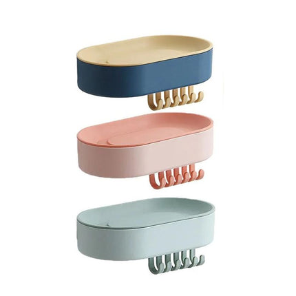 Vægmonteret sæbeholder med praktiske kroge