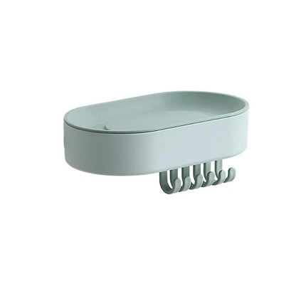 Vægmonteret sæbeholder med praktiske kroge