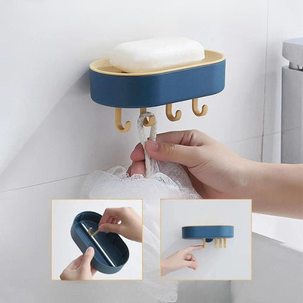 Vægmonteret sæbeholder med praktiske kroge