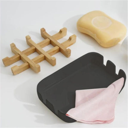 Sort sæbeskål med bambus gitter