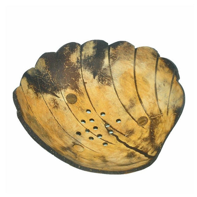 Muslingeformet sæbeskål lavet af kokosnød