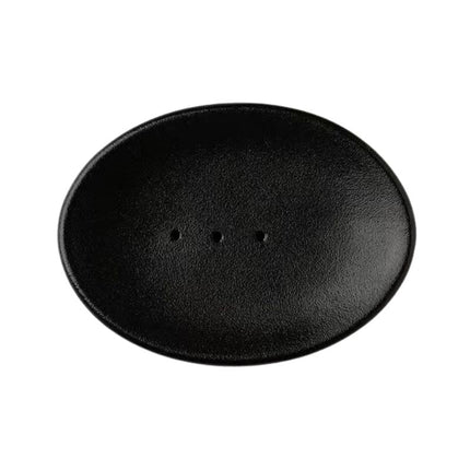 Oval hvid keramik sæbeskål med dræn