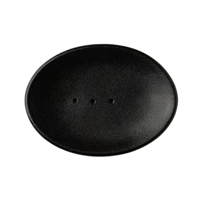 Oval hvid keramik sæbeskål med dræn