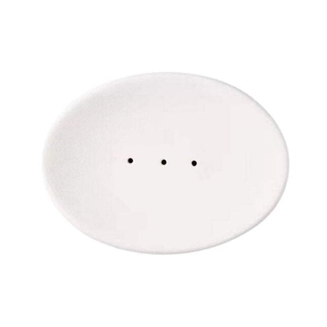 Oval hvid keramik sæbeskål med dræn